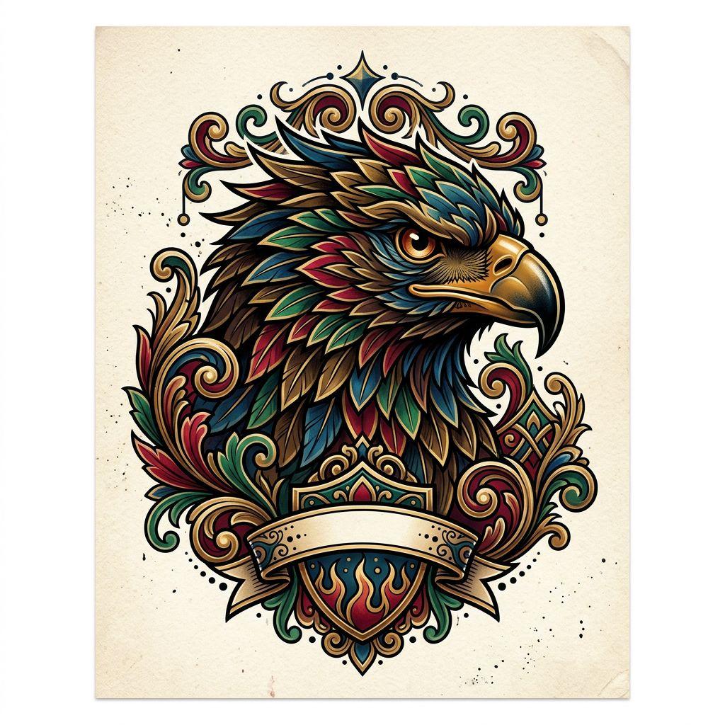 idée tatouage main homme aigle néo-traditionnel, design sur fond blanc