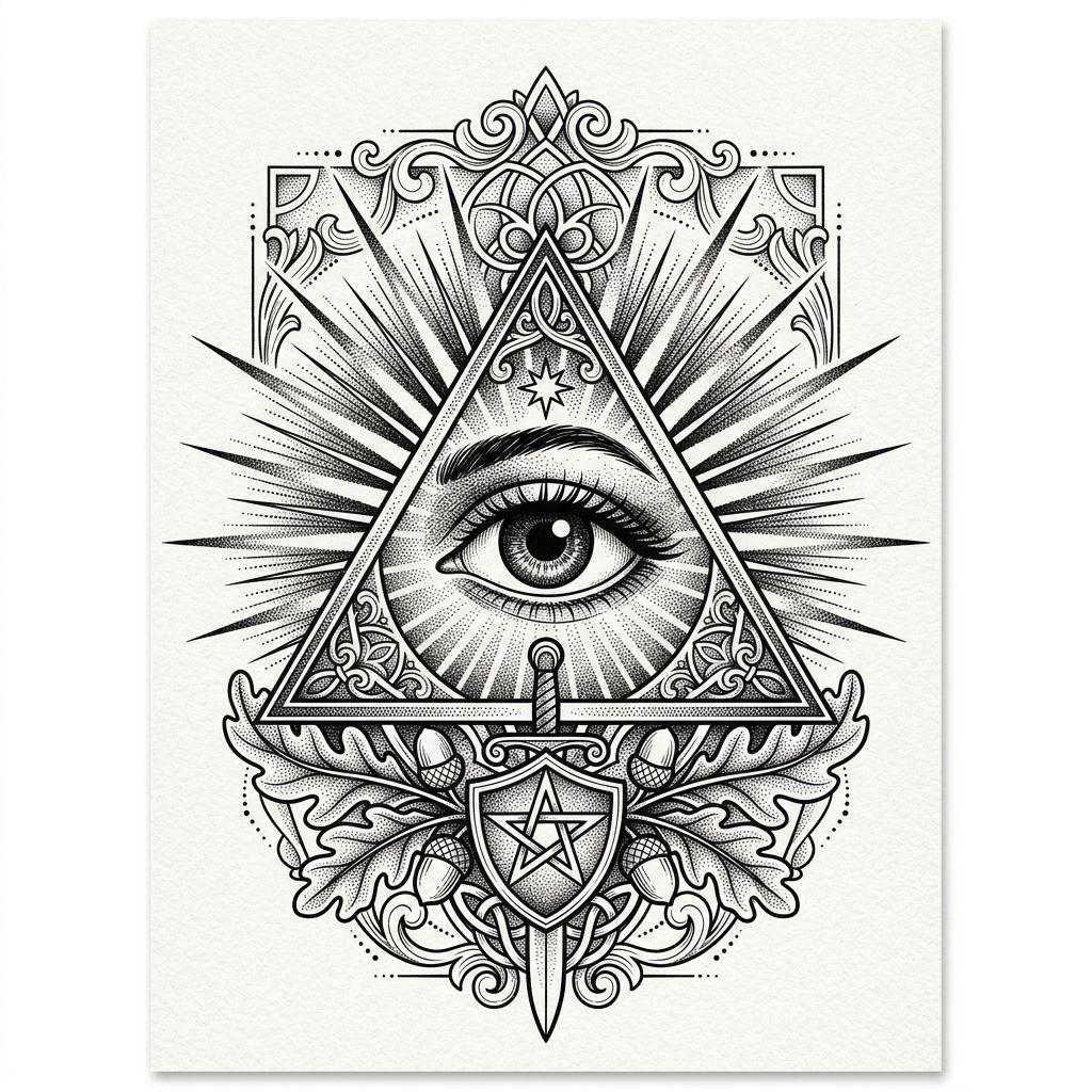 idée tatouage main homme œil spirituel, design sur fond blanc