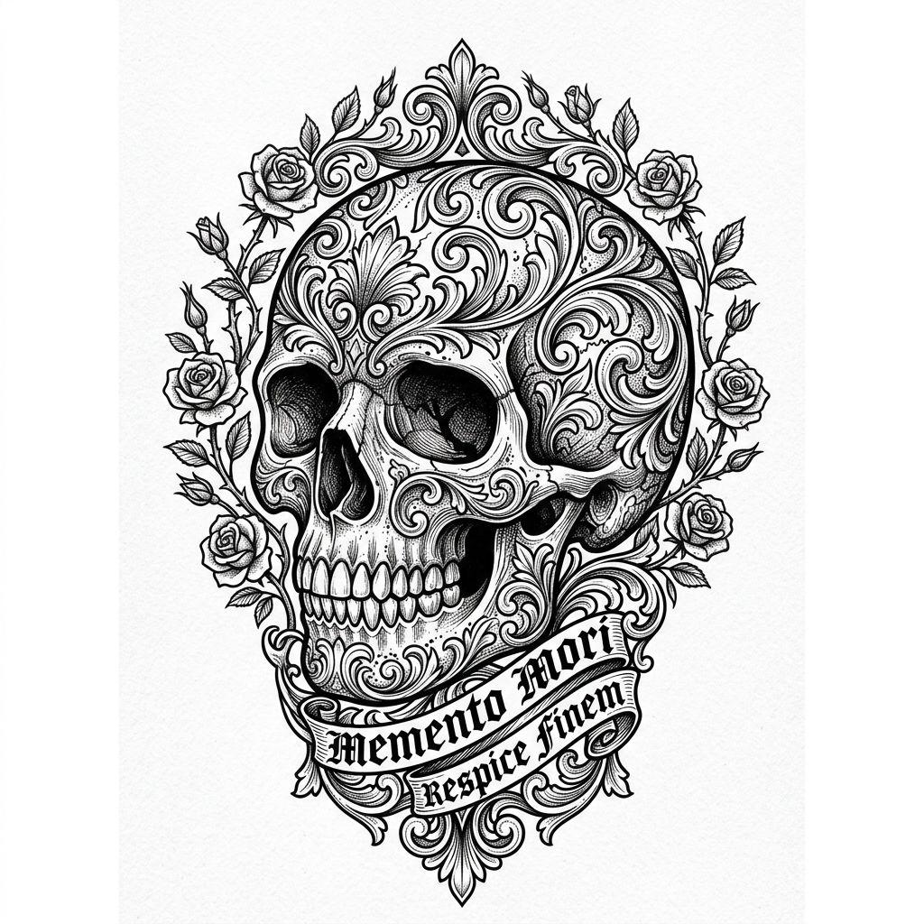 idée tatouage main homme crâne ornemental, design sur fond blanc