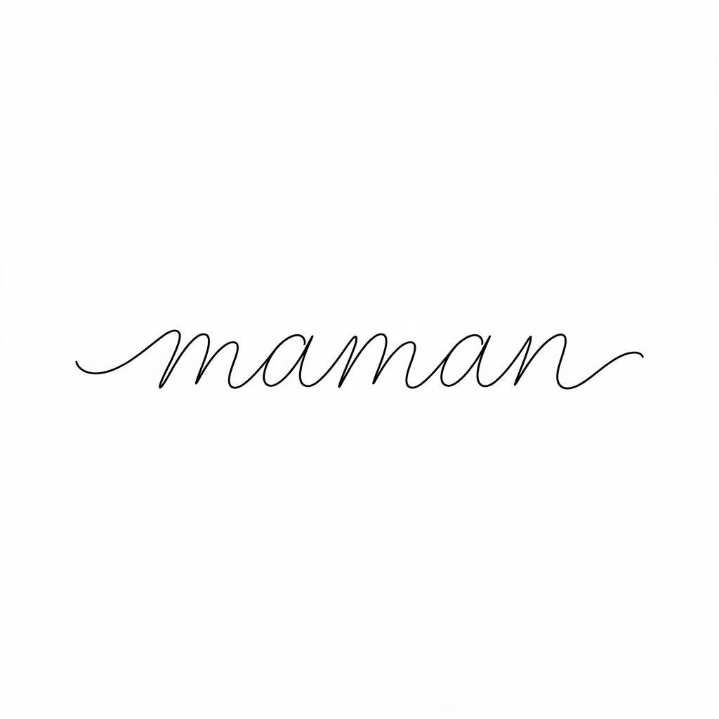 idée tatouage maman mot maman minimaliste, design sur fond blanc