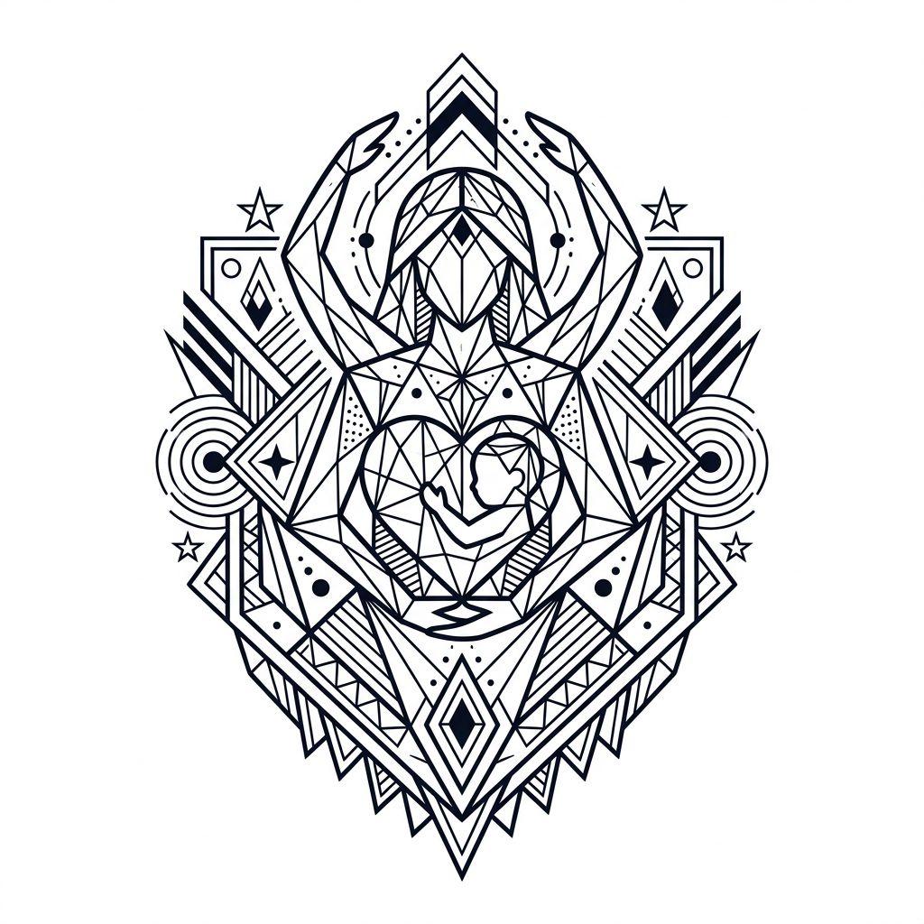 idée tatouage maman symbole maternité géométrique, design sur fond blanc