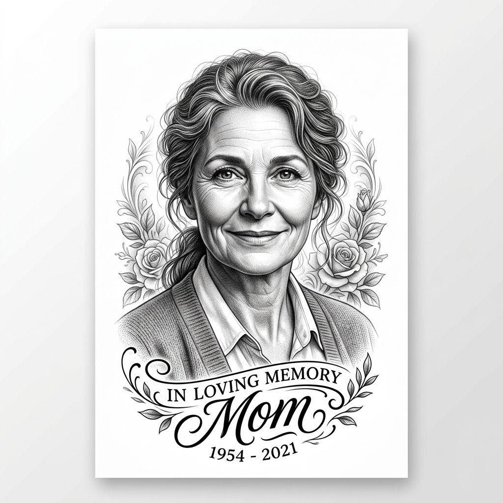 idée tatouage maman portrait maman réaliste, design sur fond blanc