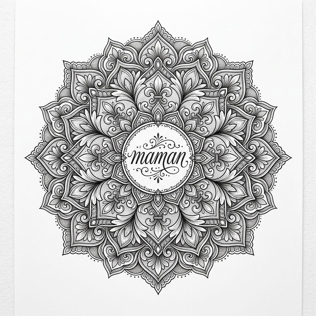 idée tatouage maman mandala maman, design sur fond blanc