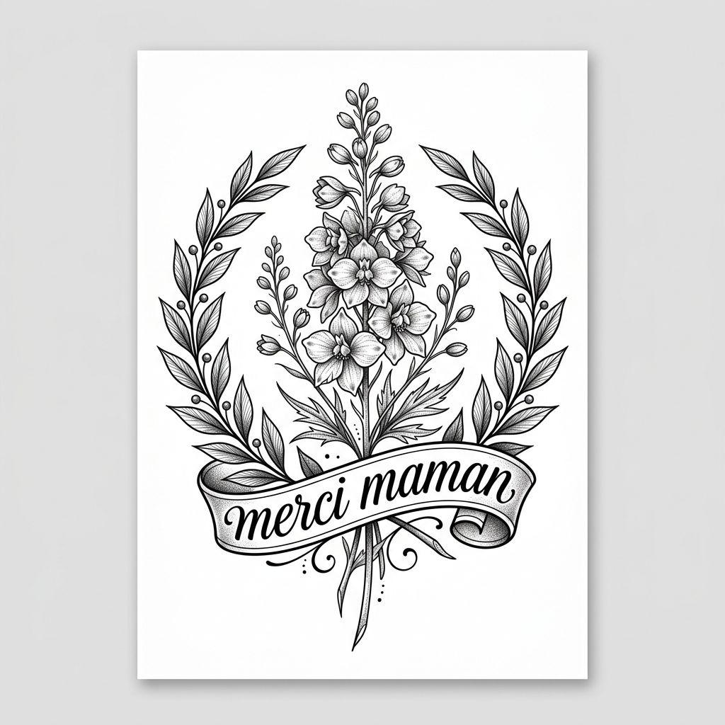 idée tatouage maman hommage premium maman, design sur fond blanc