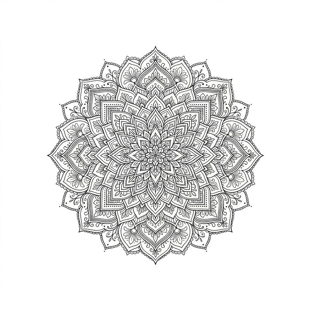 idée tatouage mandala mandala fine line, design sur fond blanc