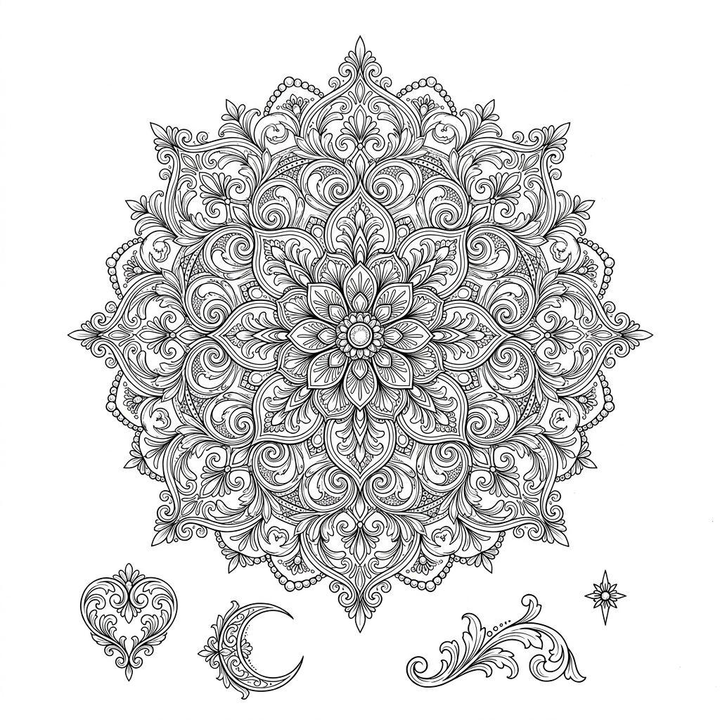 idée tatouage mandala mandala filigrane premium, design sur fond blanc