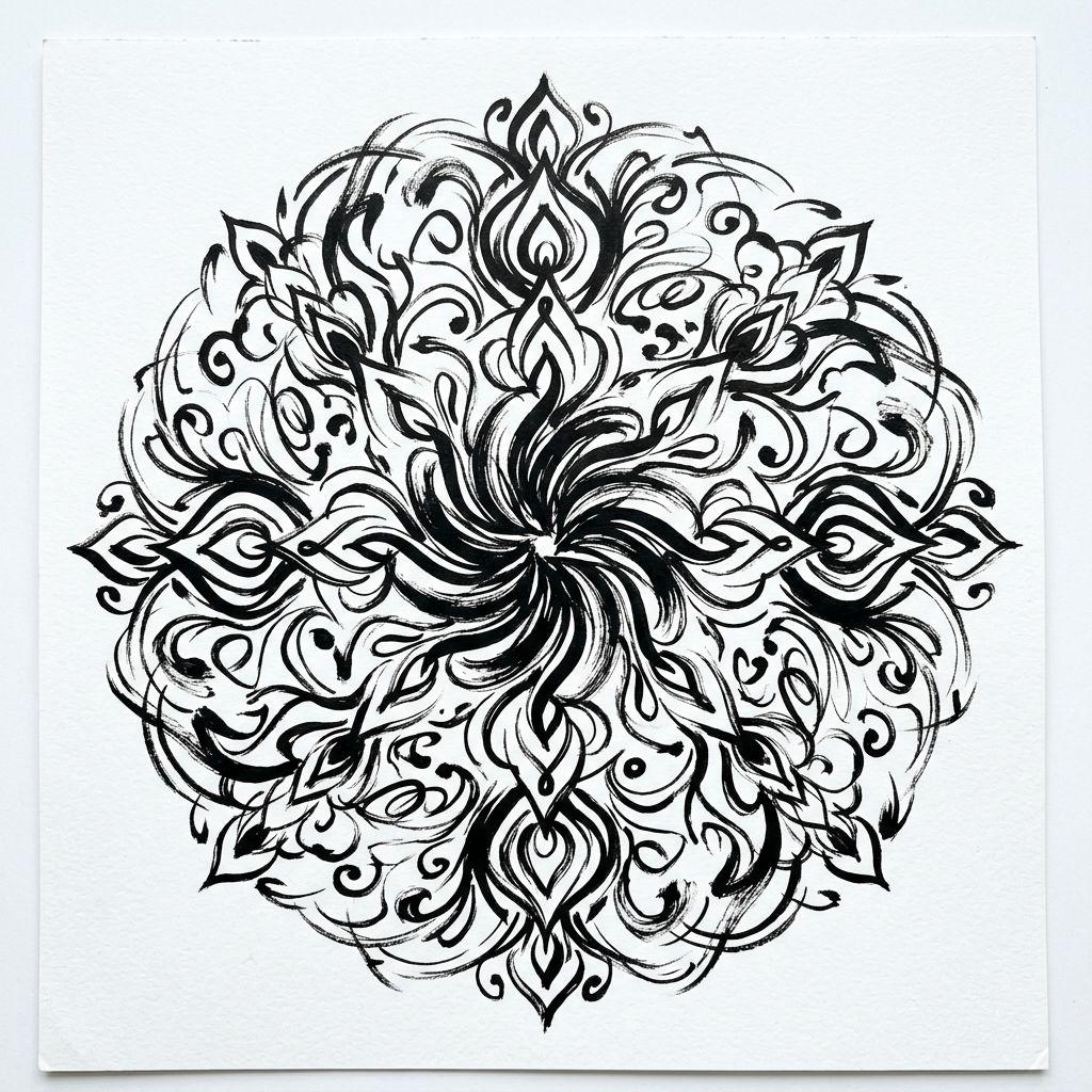 idée tatouage mandala mandala abstrait, design sur fond blanc