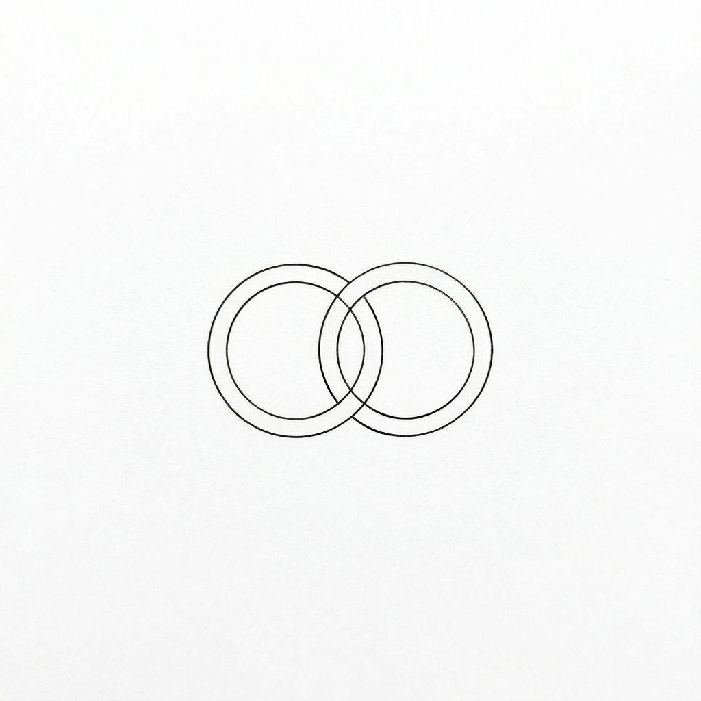 idée tatouage mariage alliance minimaliste single-line, design sur fond blanc