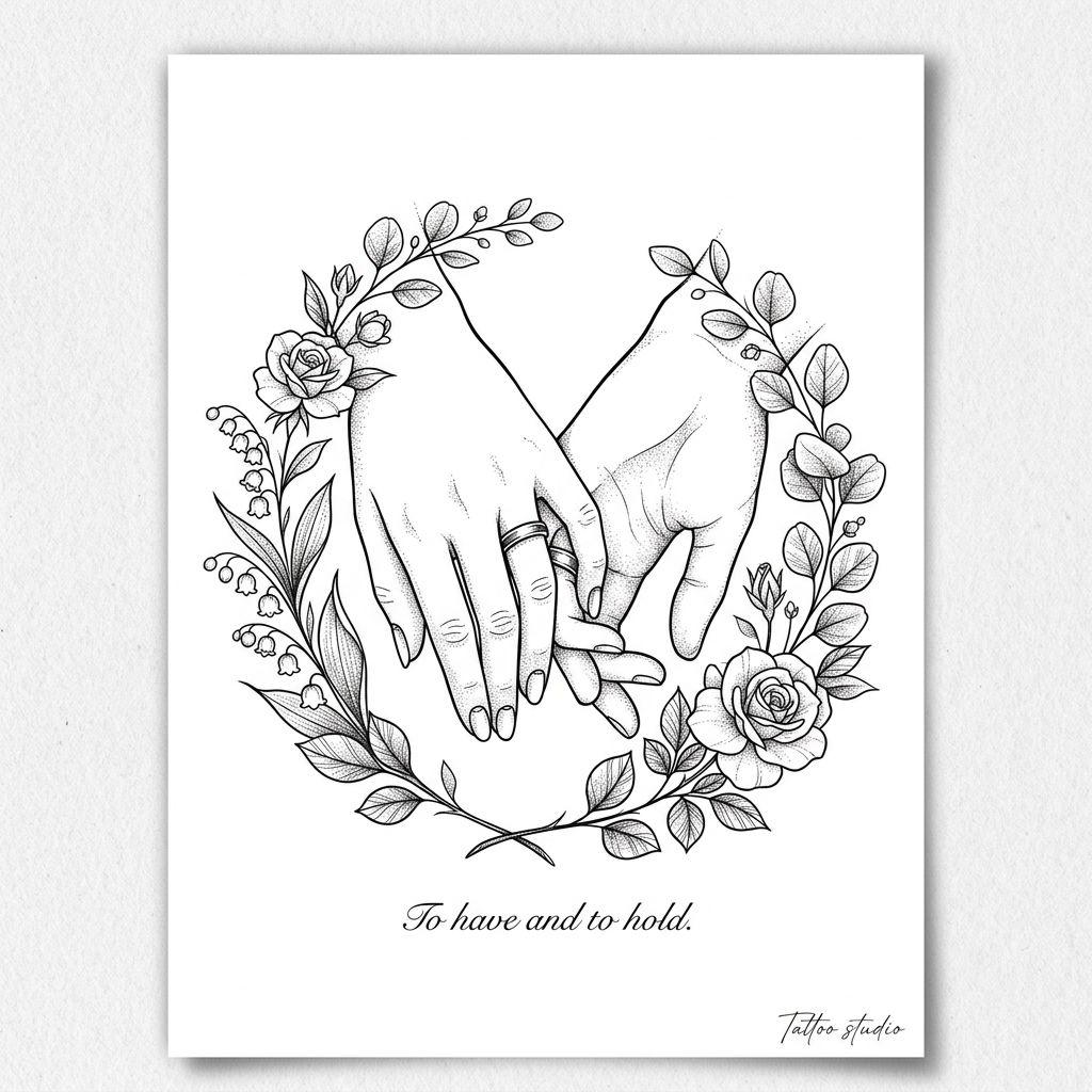 idée tatouage mariage eternels amants premium, design sur fond blanc