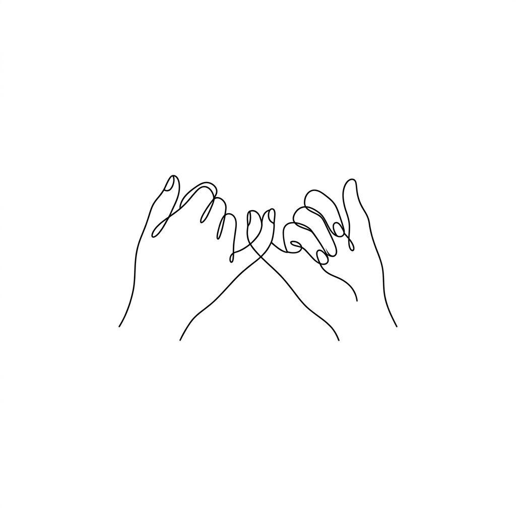 idée tatouage meilleure amie deux pinkys liés single-line, design sur fond blanc