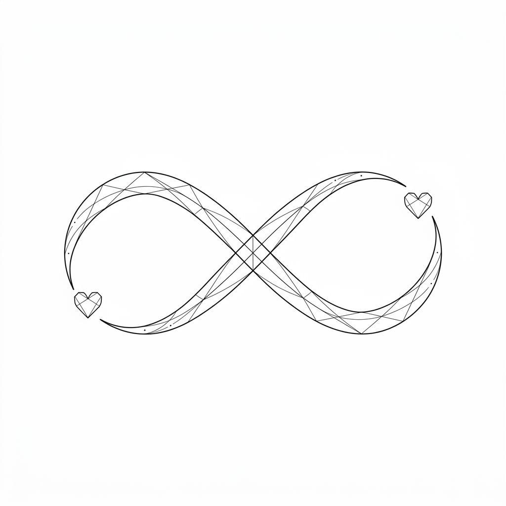 idée tatouage meilleure amie cercle d'infini geometrique, design sur fond blanc