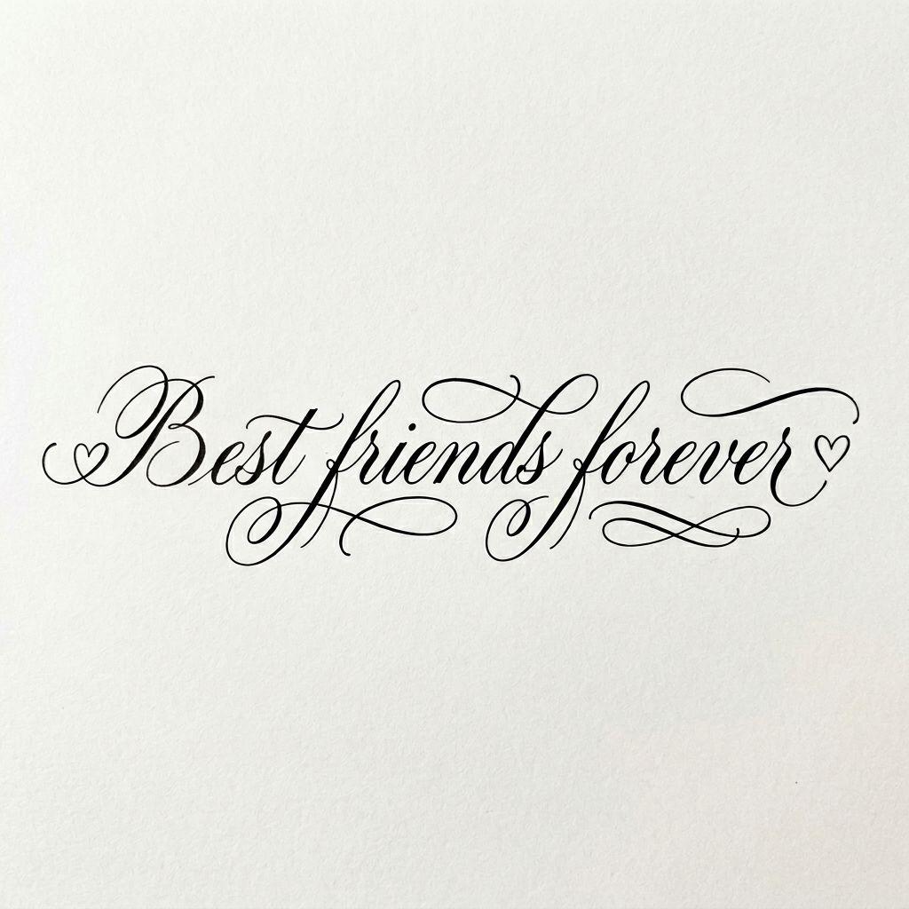 idée tatouage meilleure amie lettrage 'best friends' cursive, design sur fond blanc