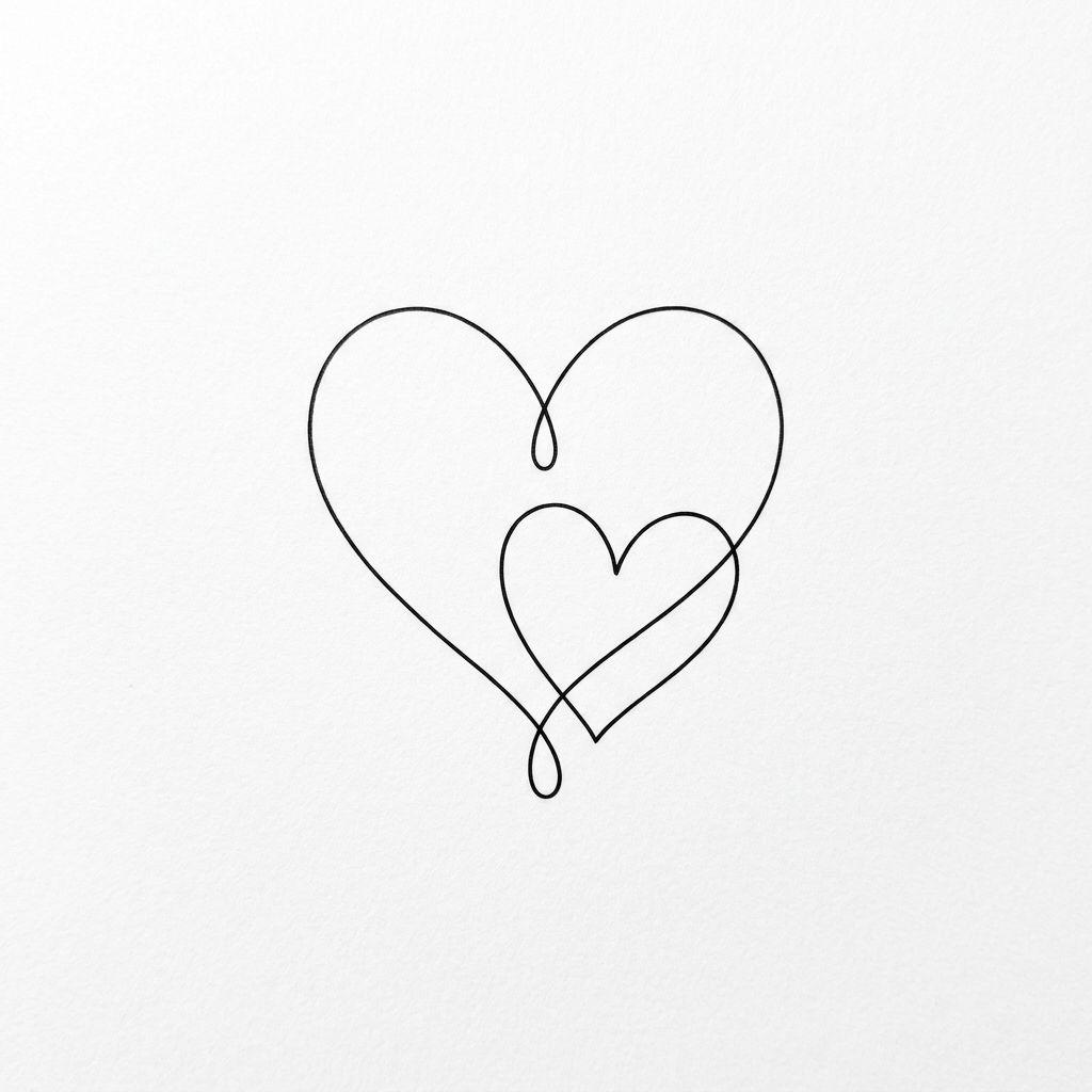 idée tatouage mère et fille coeurs mère-fille minimalistes, design sur fond blanc