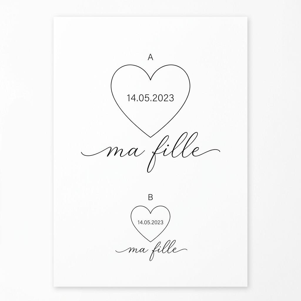 idée tatouage mère et fille date naissance fine line, design sur fond blanc