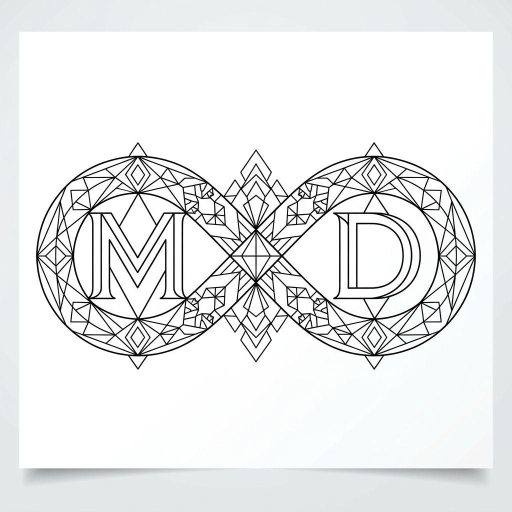 idée tatouage mère et fille infini m et initiale, design sur fond blanc