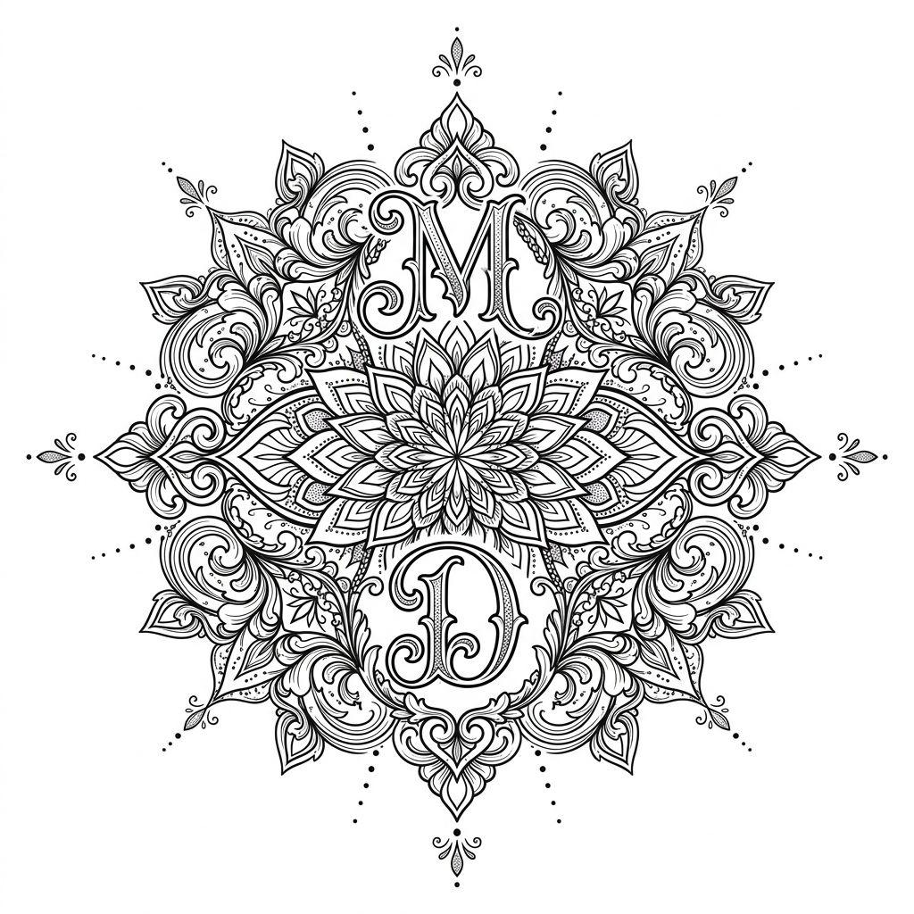 idée tatouage mère et fille mandala m et f, design sur fond blanc
