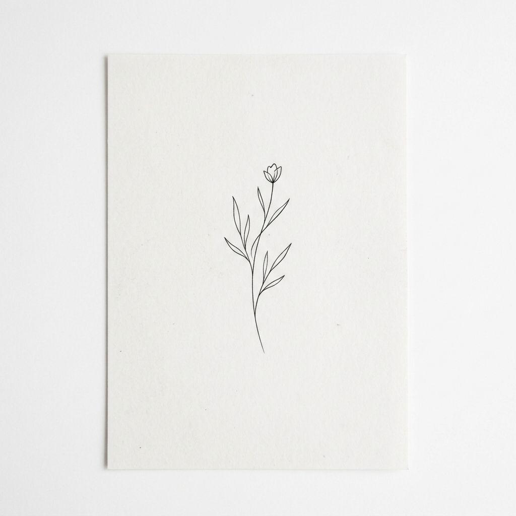 idée tatouage minimaliste minimaliste fleur fine line, design sur fond blanc