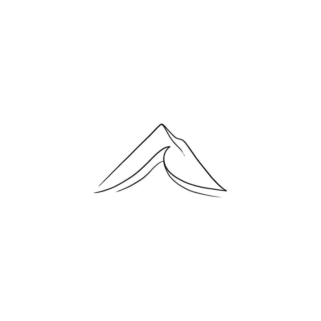 idée tatouage minimaliste minimaliste vague et montagne, design sur fond blanc
