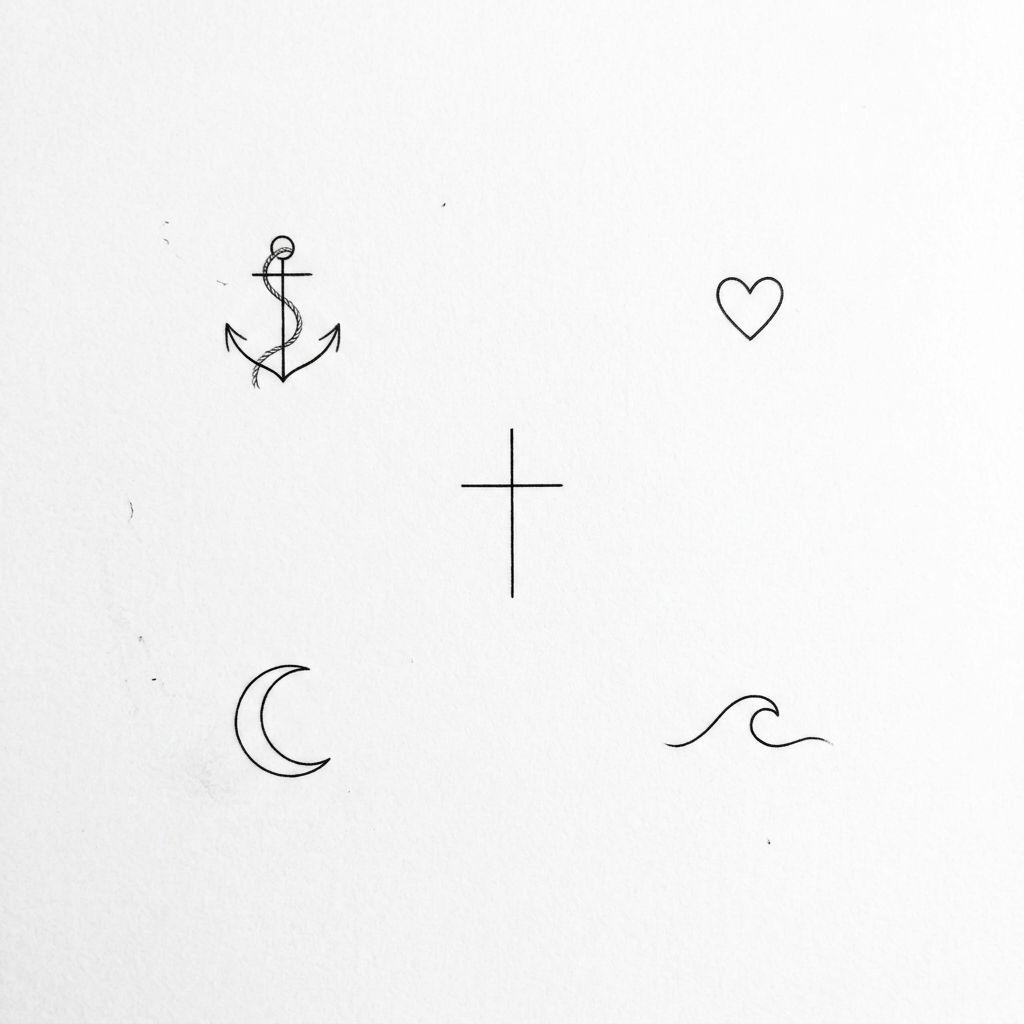 idée tatouage minimaliste minimaliste symbole iconique, design sur fond blanc