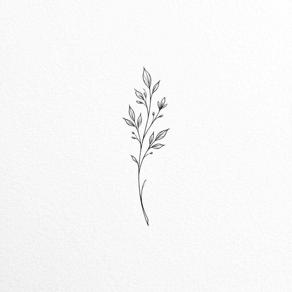 idée tatouage minimaliste minimaliste botanique, design sur fond blanc