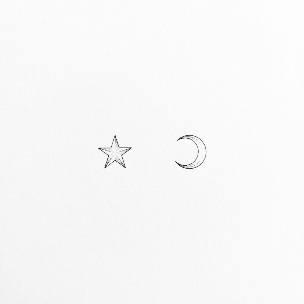 idée tatouage minimaliste minimaliste duo de motifs, design sur fond blanc