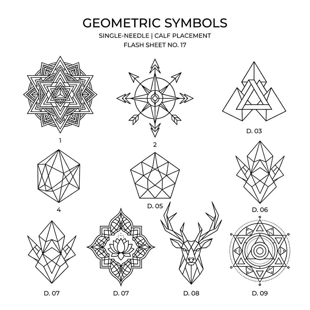 idée tatouage mollet symbole minimaliste, design sur fond blanc