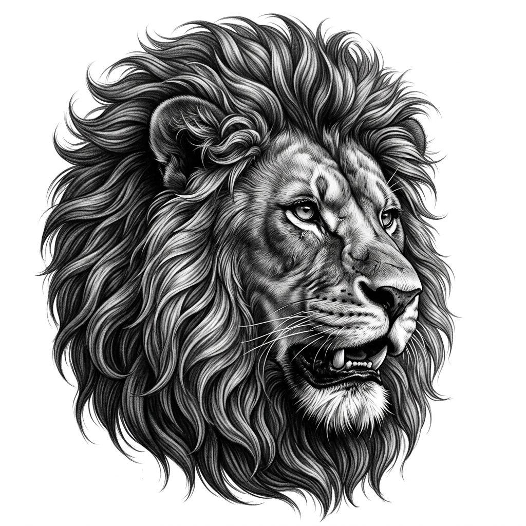 idée tatouage mollet homme lion réaliste mollet, design sur fond blanc