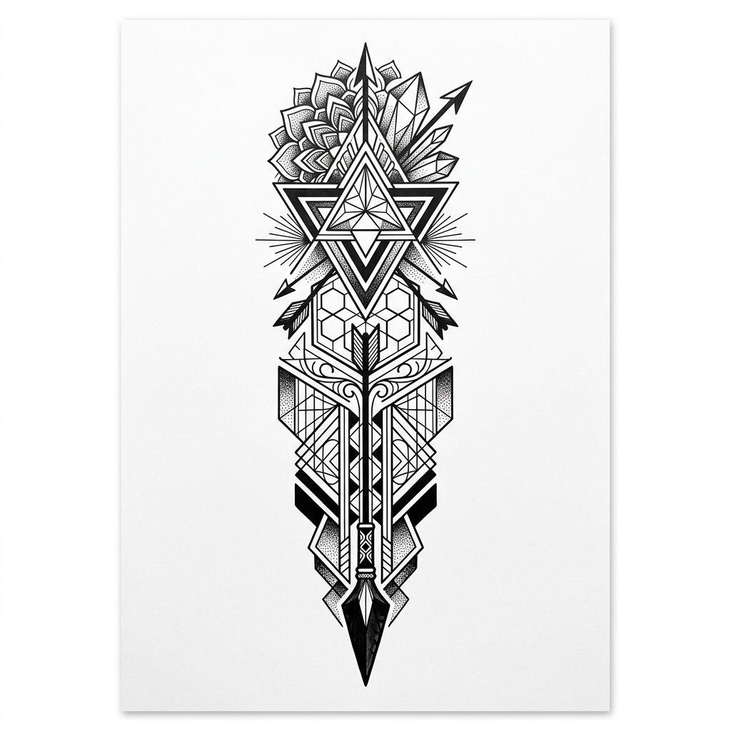 idée tatouage mollet homme blackwork géométrique, design sur fond blanc