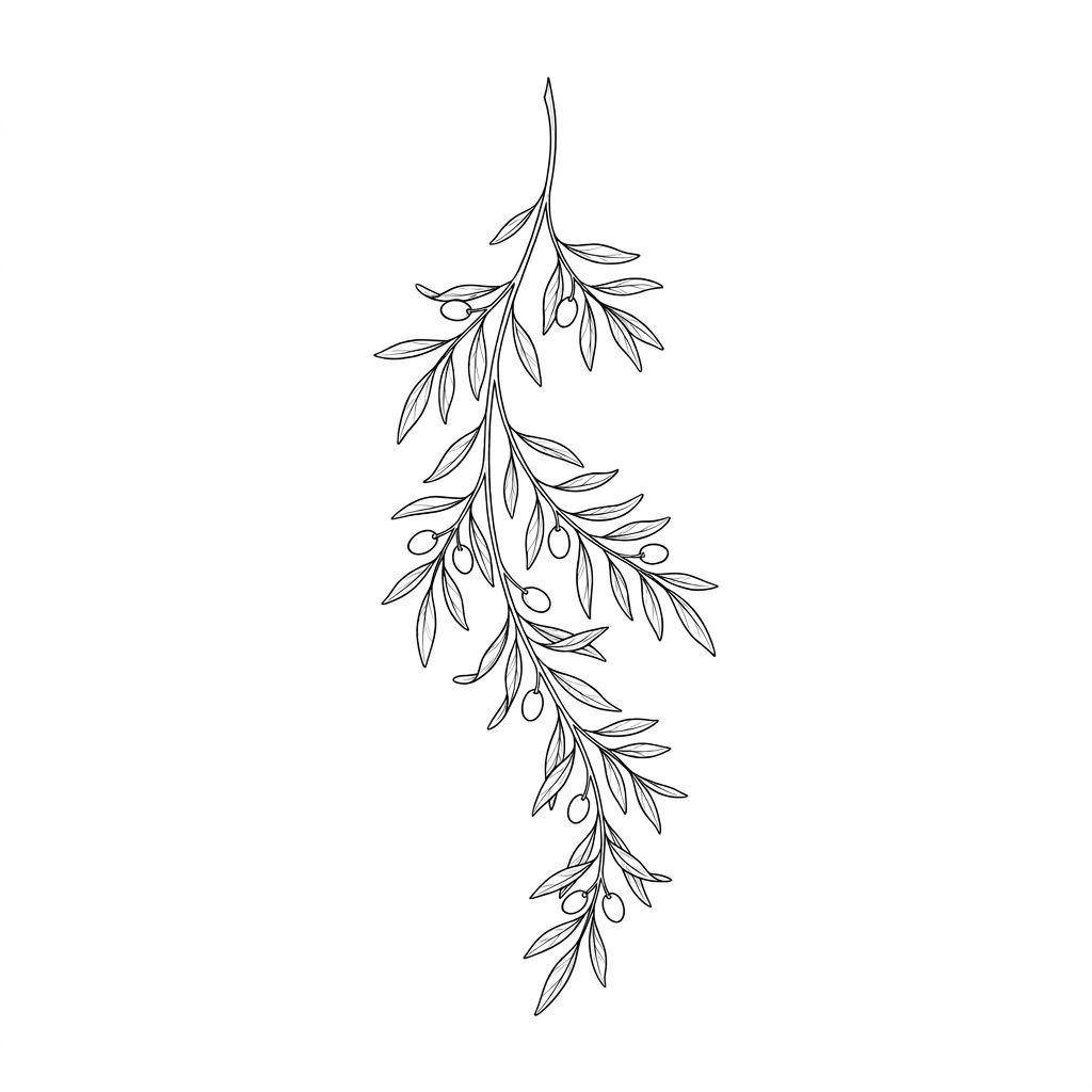idée tatouage nuque branche fine line, design sur fond blanc