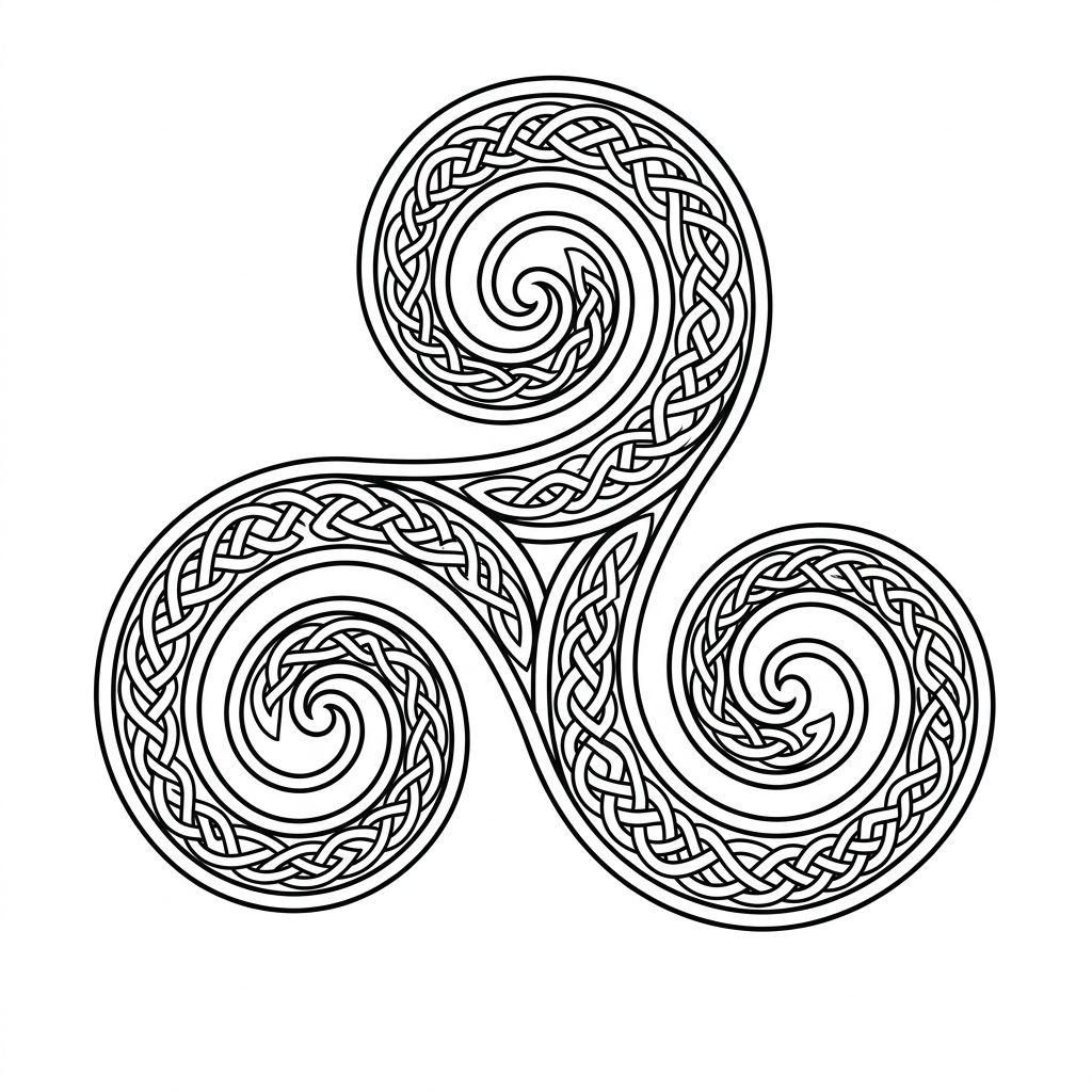 idée tatouage nuque triskel celtique, design sur fond blanc
