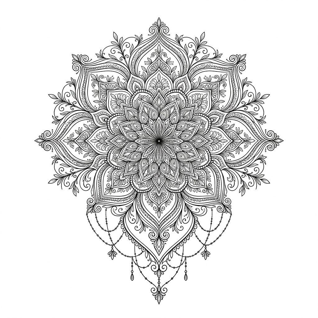 idée tatouage nuque mandala ornemental, design sur fond blanc