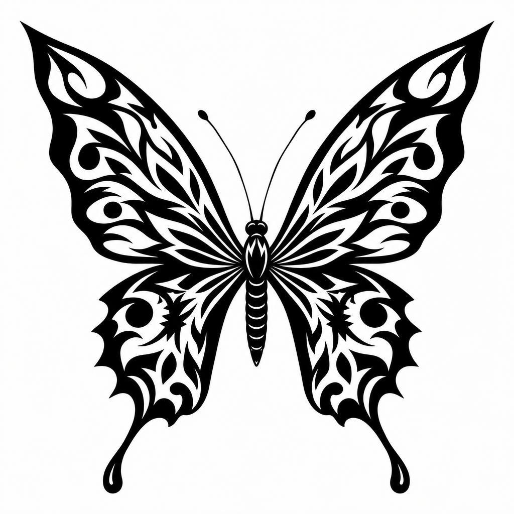 idée tatouage papillon papillon blackwork ailes graphiques, design sur fond blanc