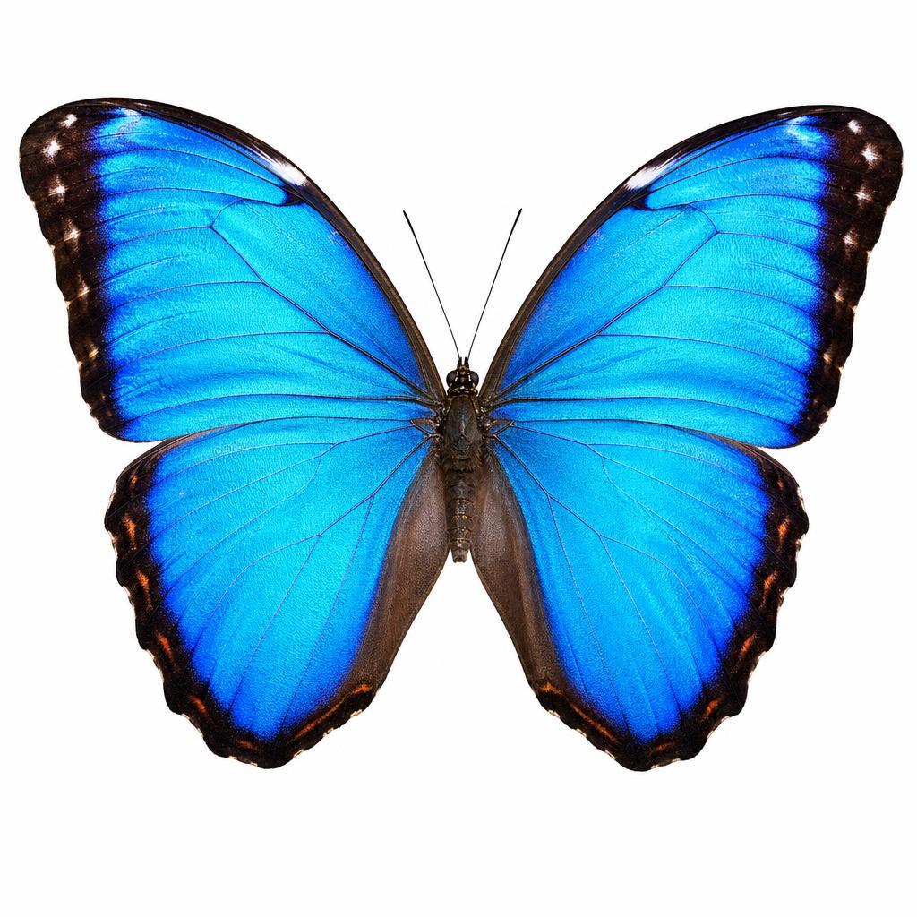 idée tatouage papillon papillon morpho réaliste, design sur fond blanc