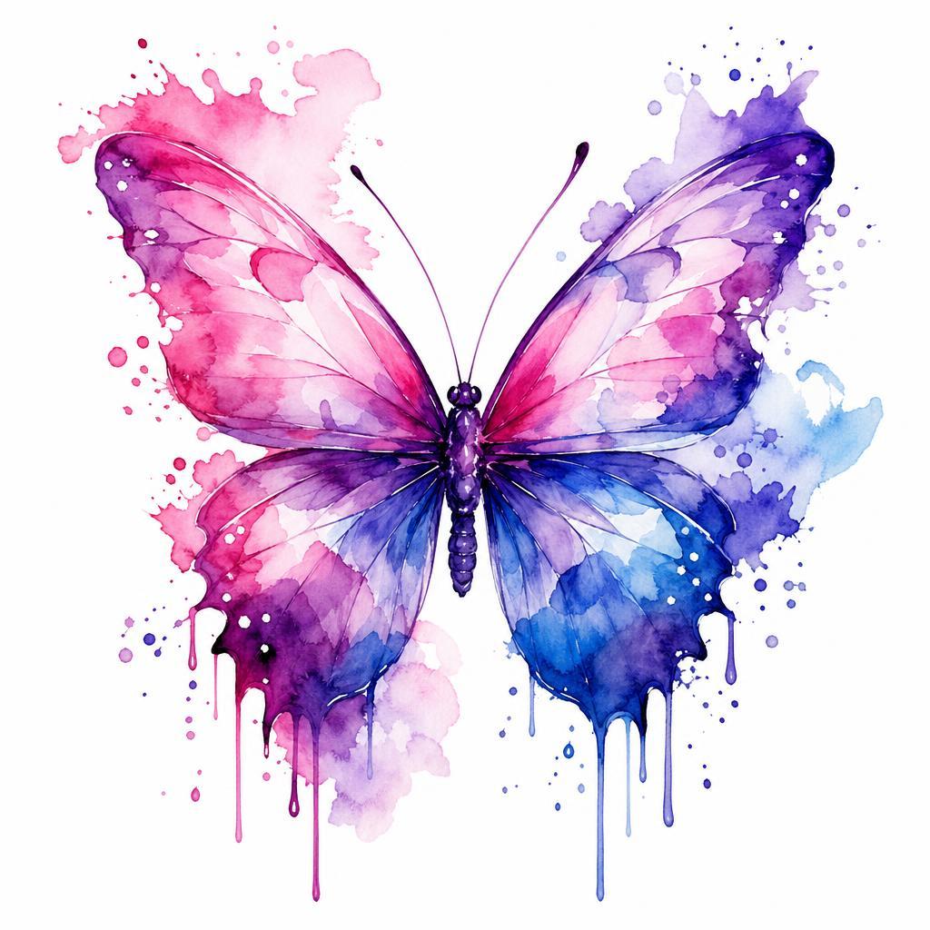 idée tatouage papillon papillon aquarelle splash, design sur fond blanc