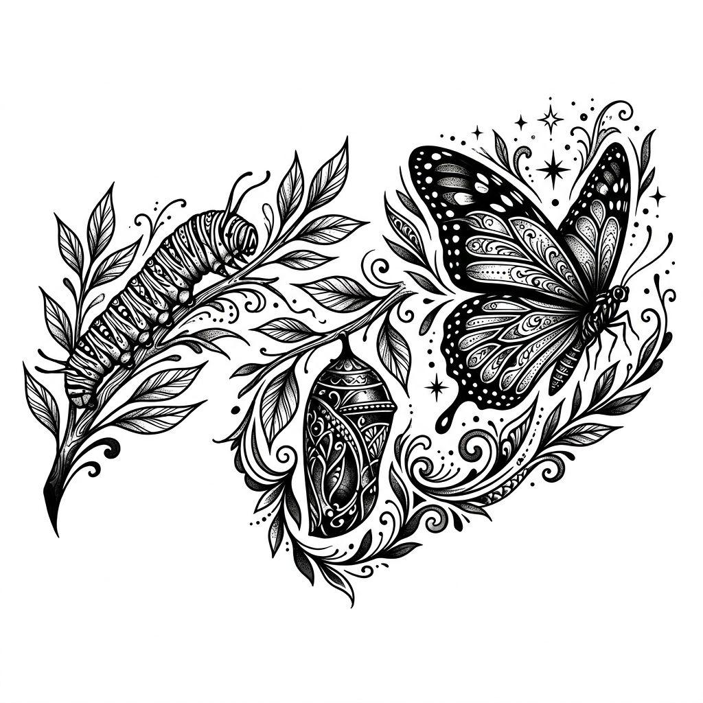 idée tatouage papillon papillon métamorphose premium, design sur fond blanc