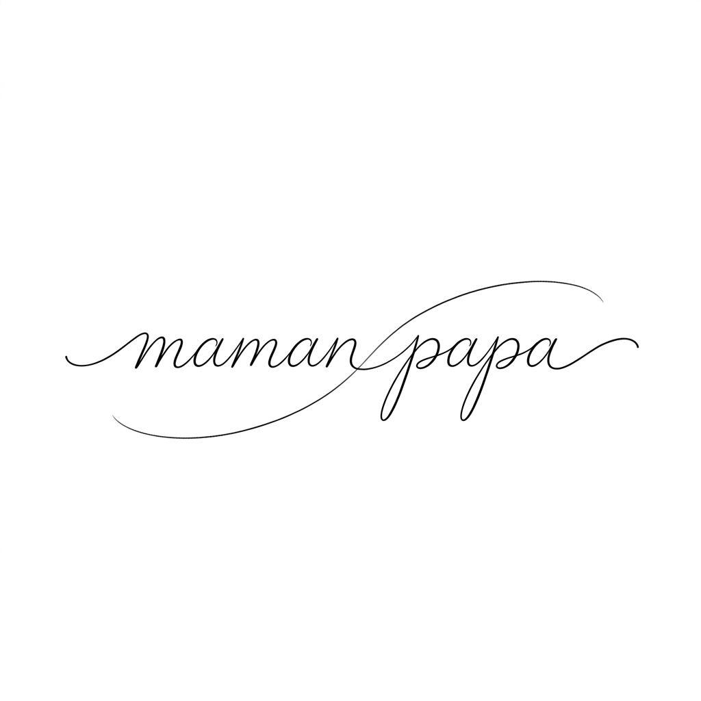 idée tatouage parents maman papa single-line, design sur fond blanc