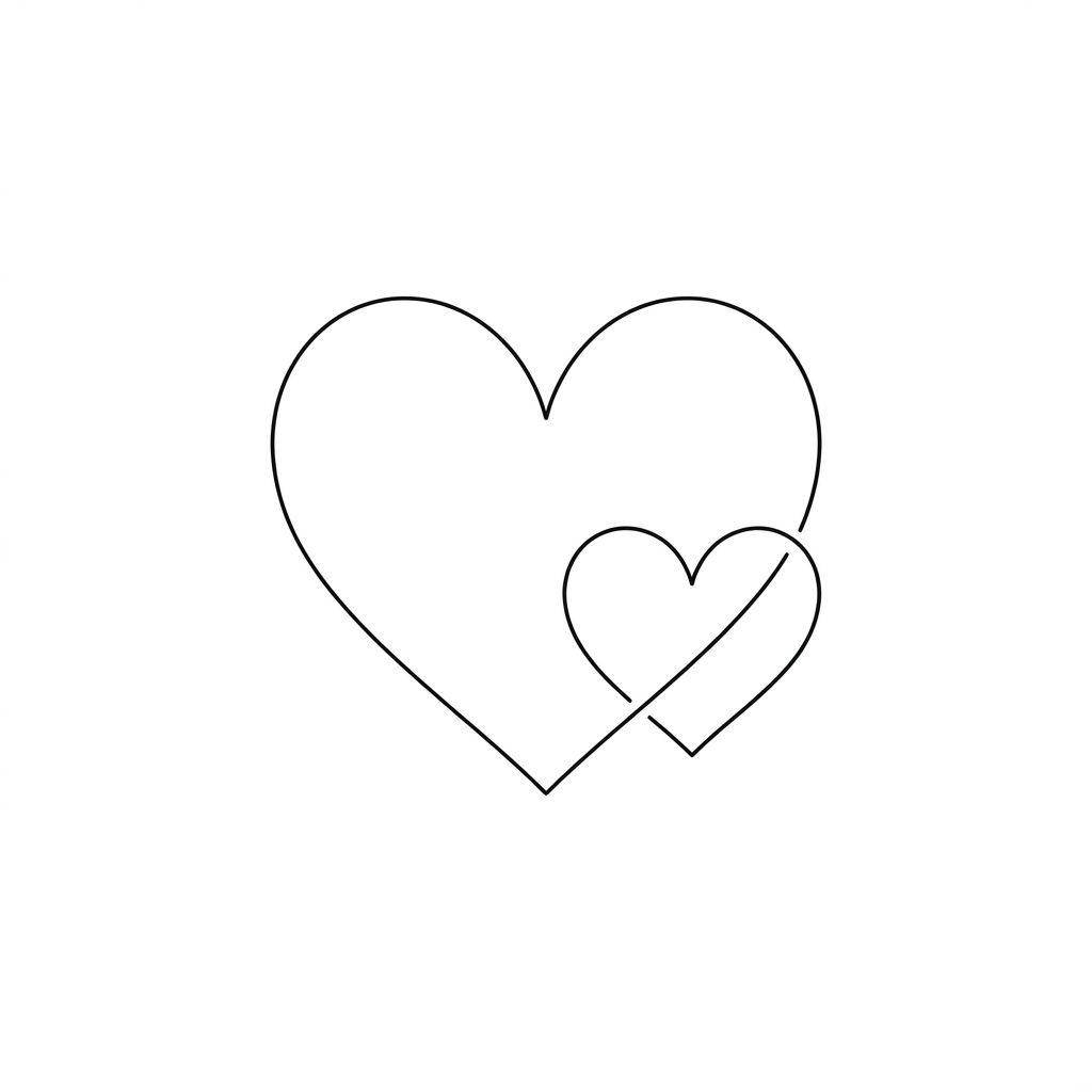 idée tatouage père et fille coeurs père-fille minimalistes, design sur fond blanc