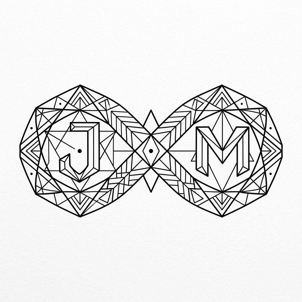 idée tatouage père et fille infini p et initiale, design sur fond blanc