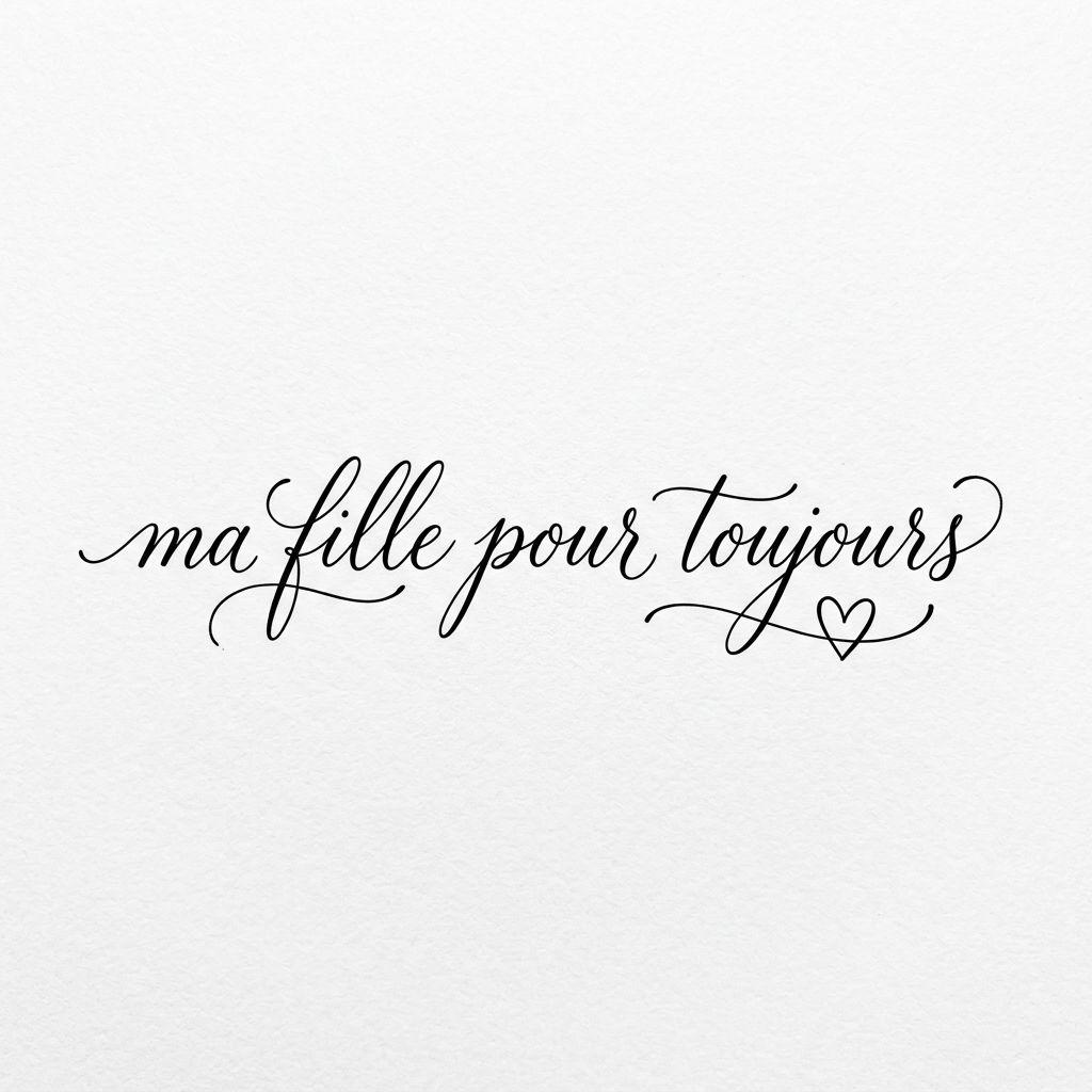 idée tatouage père et fille lettrage ma fille pour toujours, design sur fond blanc