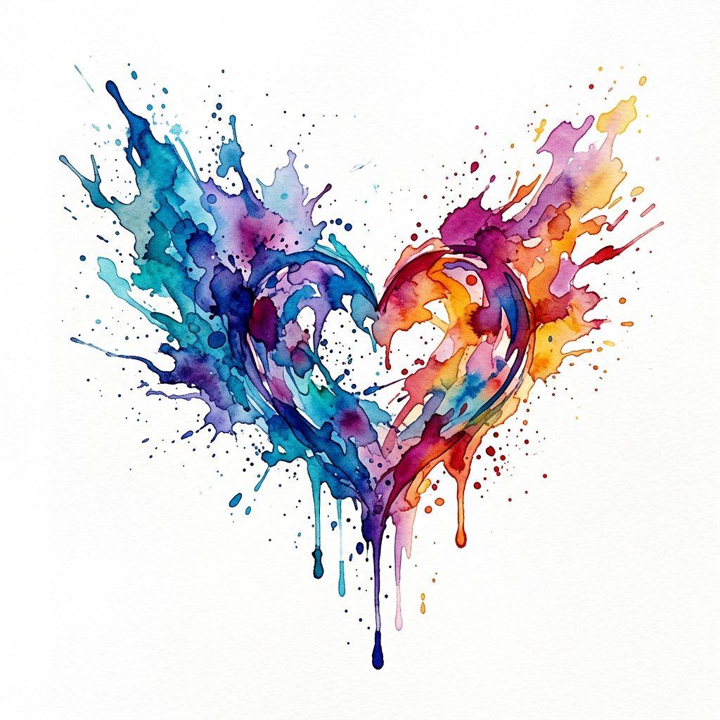 idée tatouage père et fille aquarelle père enfant, design sur fond blanc