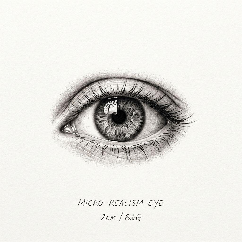 idée tatouage petit œil micro-réaliste, design sur fond blanc