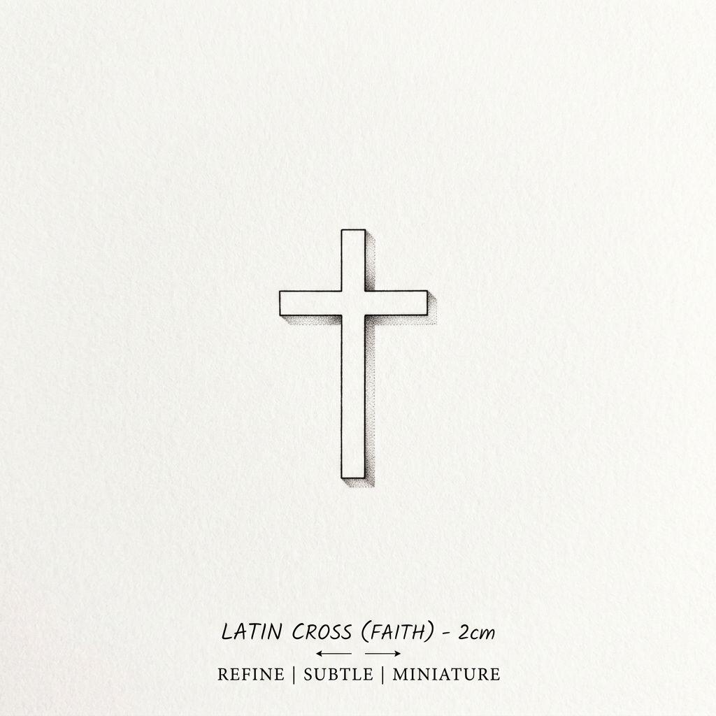 idée tatouage petit petite croix latine, design sur fond blanc