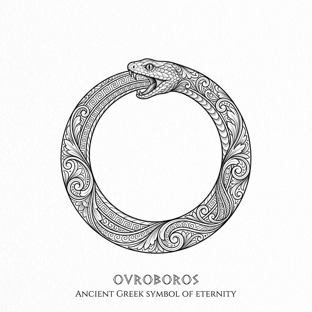 idée tatouage petit ouroboros mini, design sur fond blanc