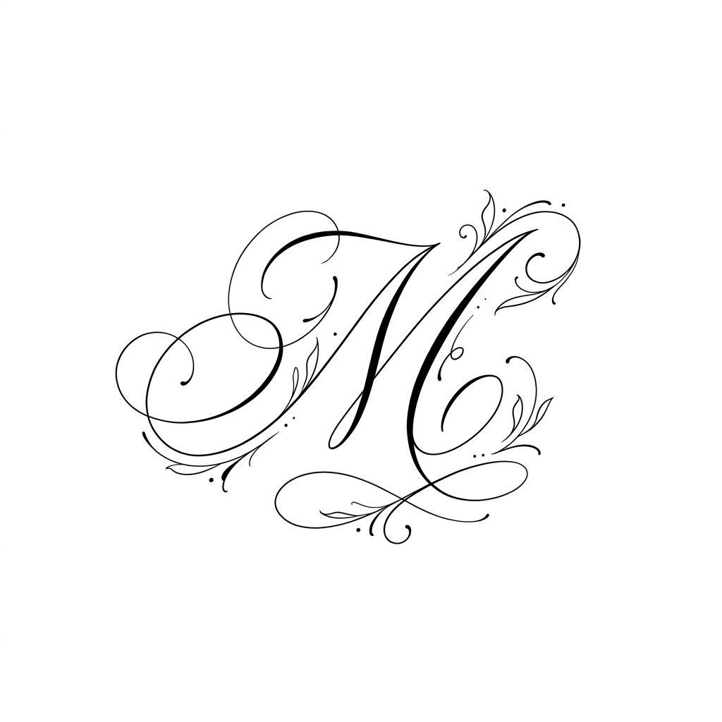 idée tatouage petit initiale solo cursive, design sur fond blanc