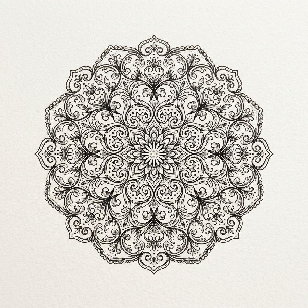 idée tatouage petit mandala compact, design sur fond blanc