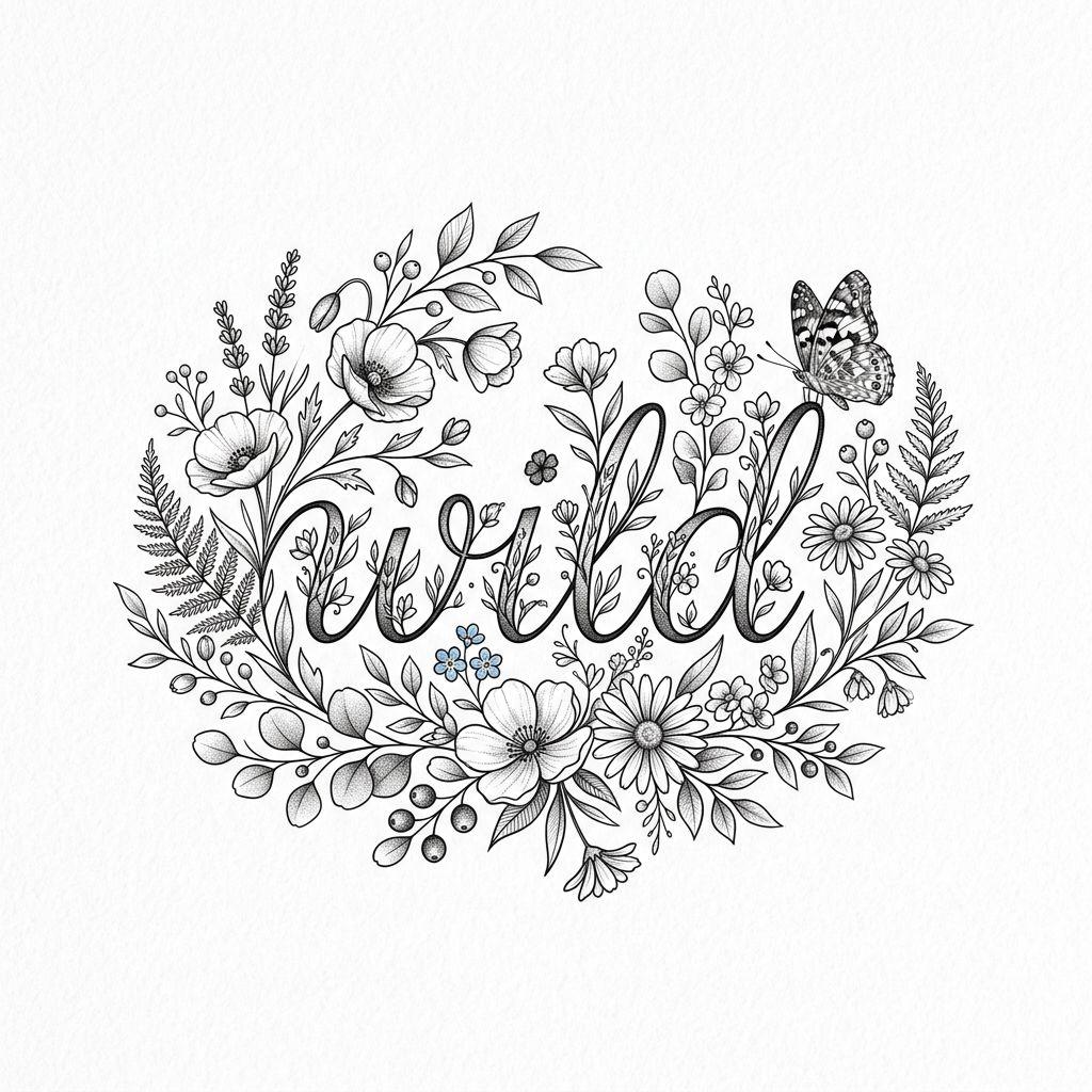idée tatouage phrase phrase floral, design sur fond blanc