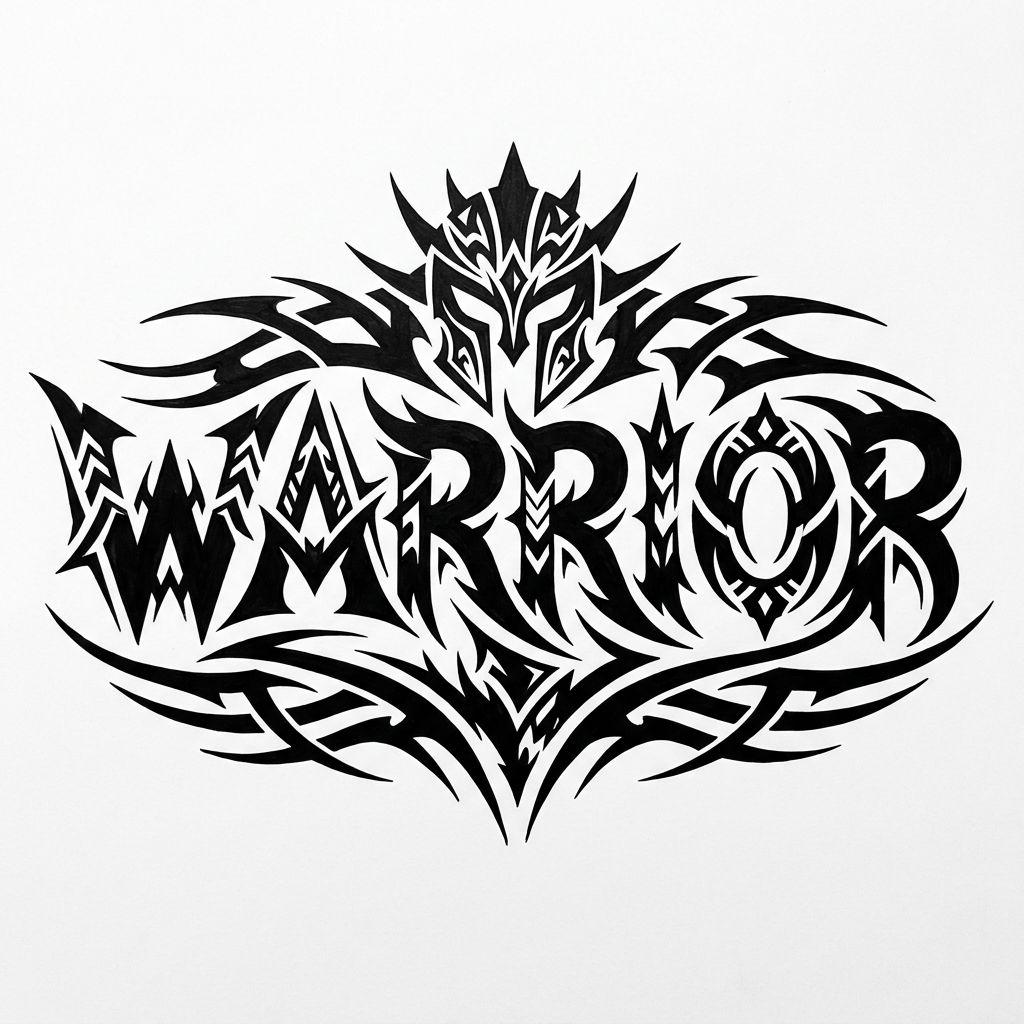 idée tatouage phrase phrase tribal, design sur fond blanc