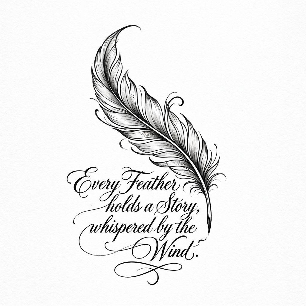 idée tatouage plume lettrage plume citation, design sur fond blanc
