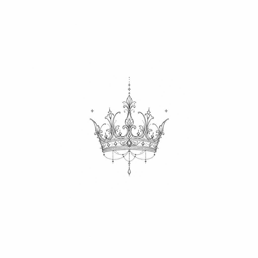 idée tatouage poignet couronne fine line, design sur fond blanc