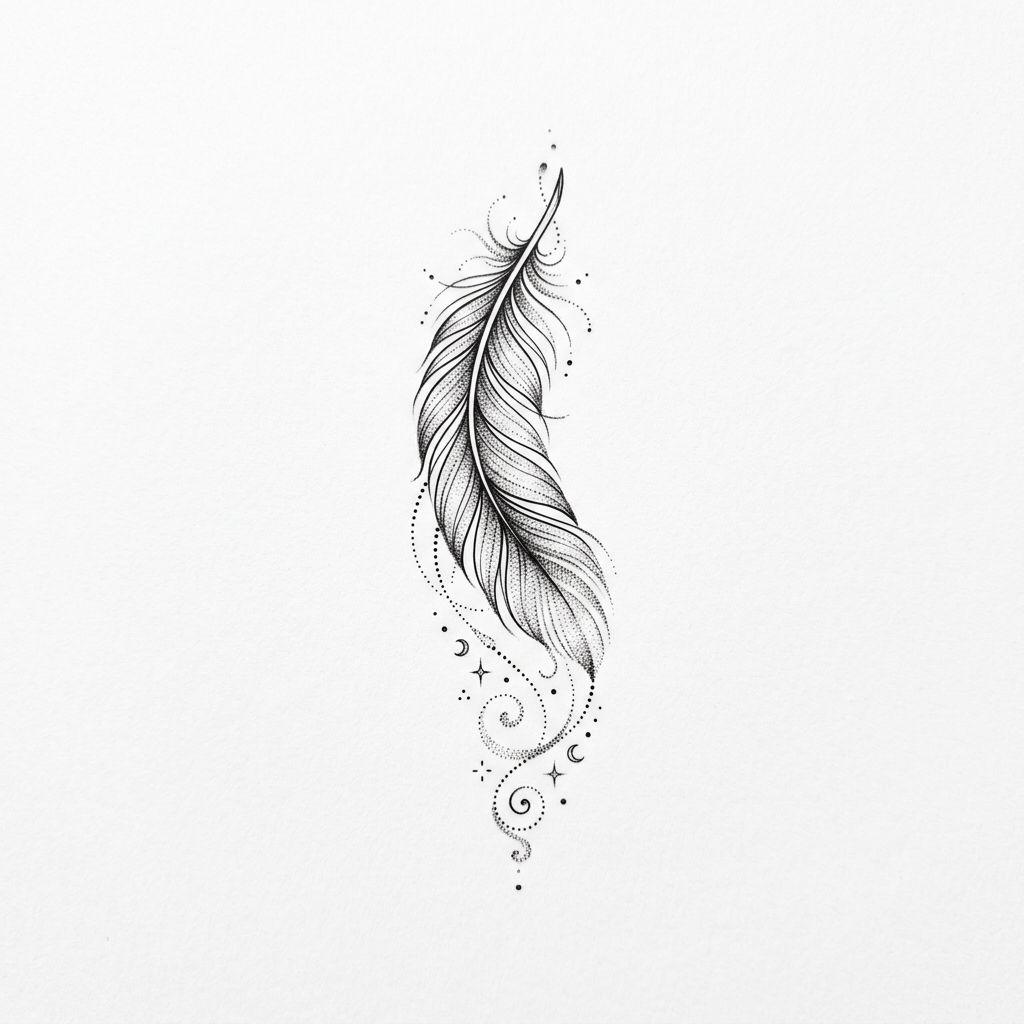 idée tatouage poignet plume spirituelle, design sur fond blanc